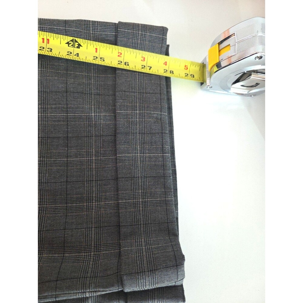 Gap Women Trouser 2 Ankle Pants Bootcut Grey Plaid Y2K WIDE Leg Cuff Windowpane - Picture 7 of 11